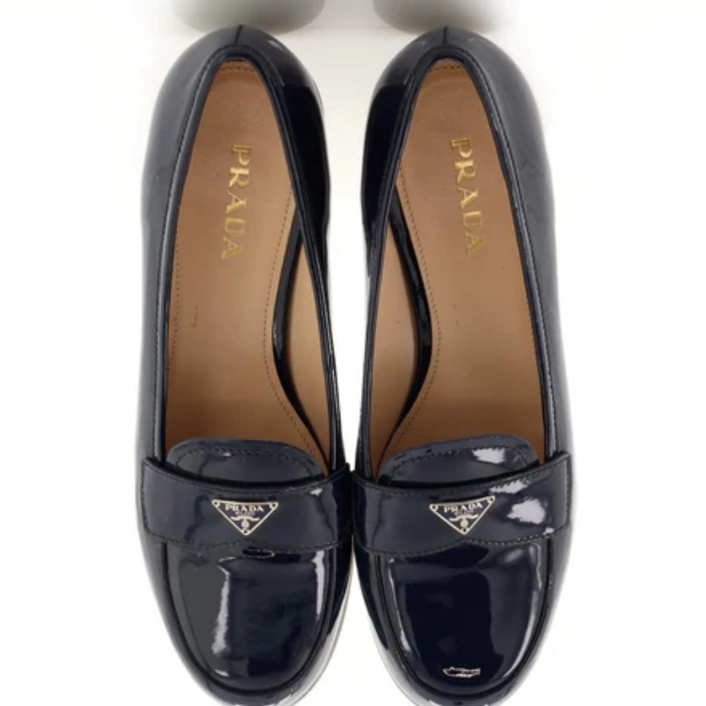 Prada Blue Patent Loafers
